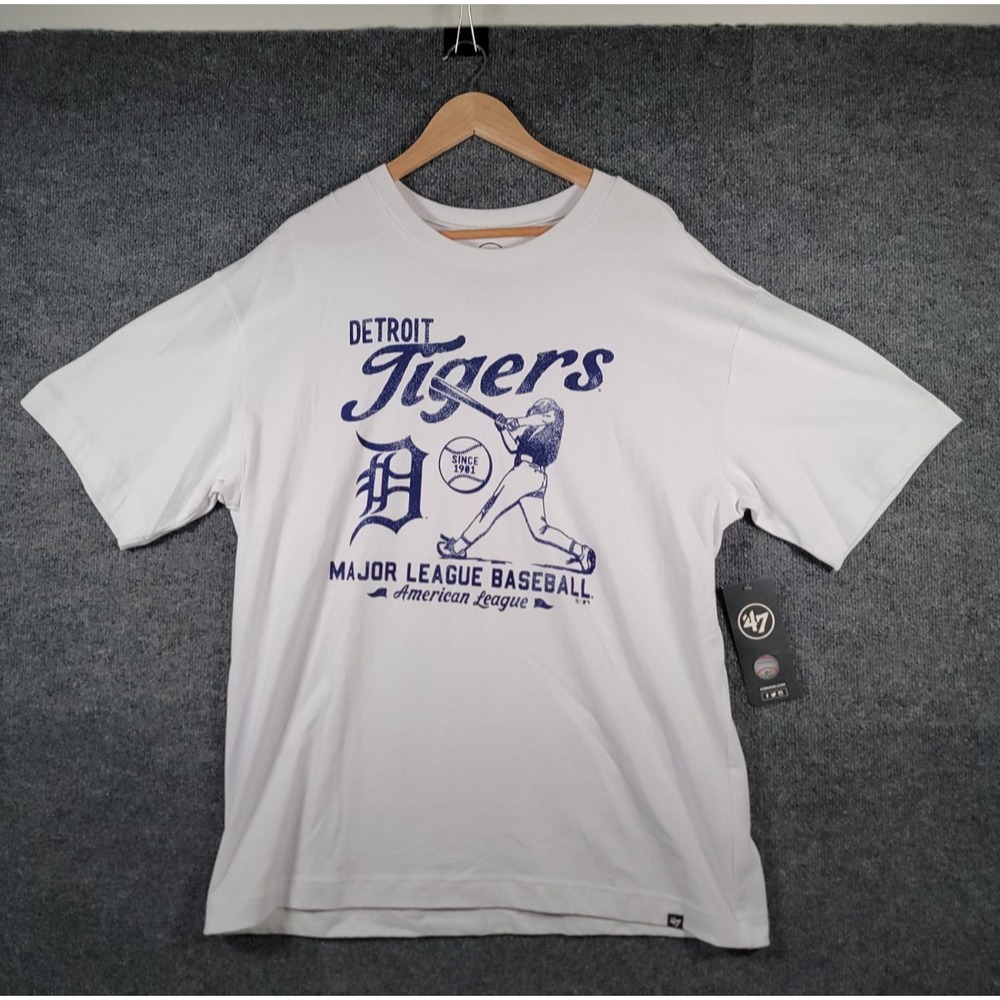 Detroit Tigers T-Shirt Mens XL White Retro Graphic Print '47 Brand Cotton MLB